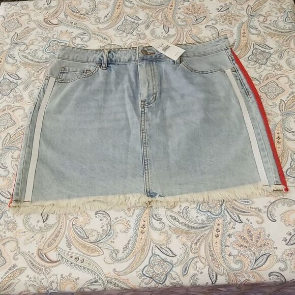 New Kendall and Kylie Denim Striped Midi Skirt Size 30 - Picture 4 of 9